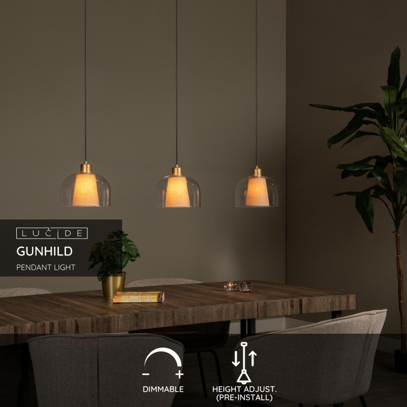 Lucide GUNHILD - Závesné svietidlo - 3xE27 - Transparent